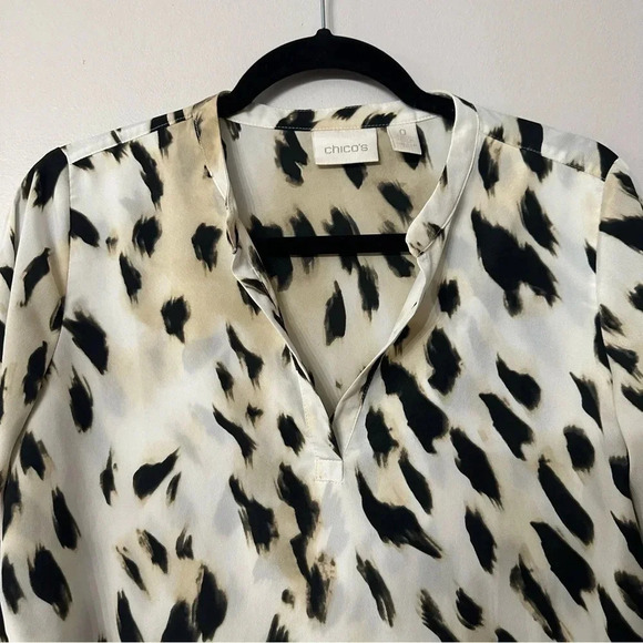 Chico’s Women’s Long Sleeve V-Neck Cheetah Print Tunic Size 0, S/4 GUC - Picture 3 of 8